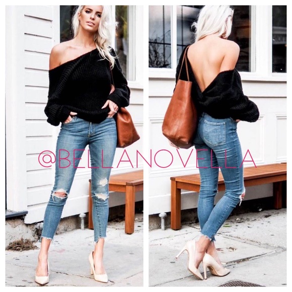 MARSEILLE Black Reversible Twist Back Sweater - Picture 4 of 6